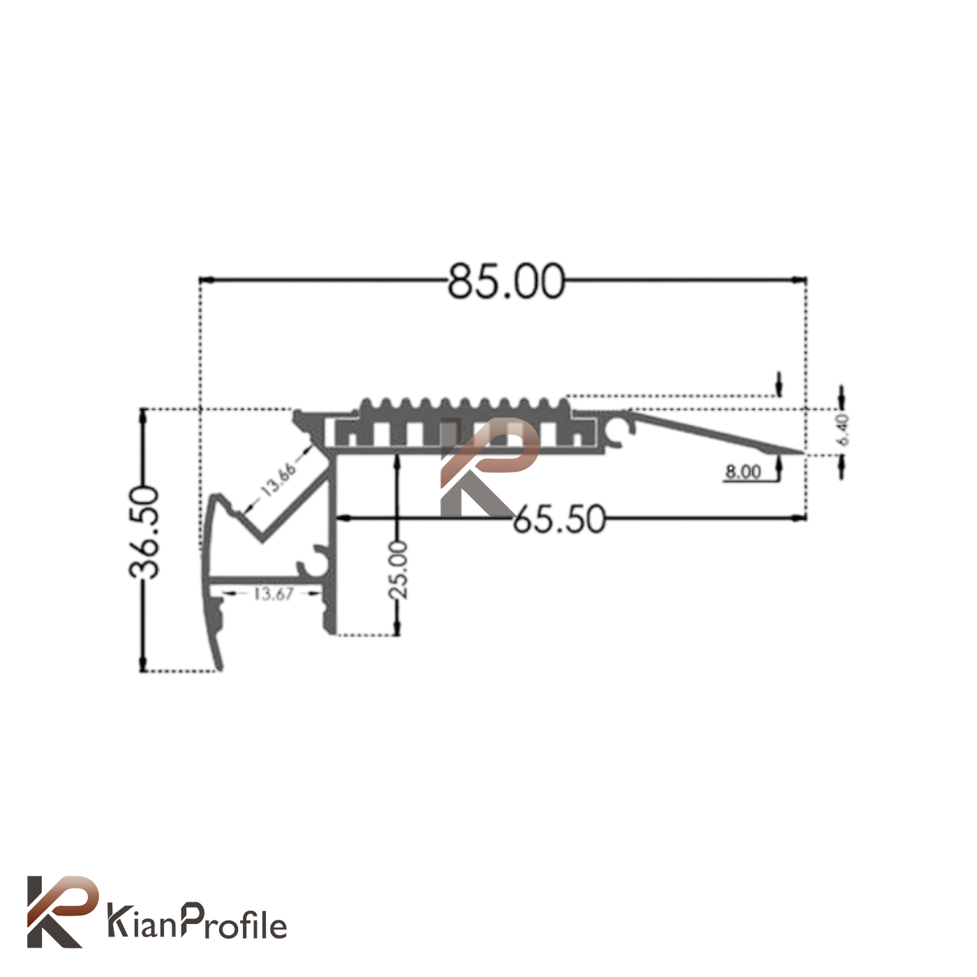 ترمز پله آلومینیومی دوبل با شیار LED کد T6B مشکی