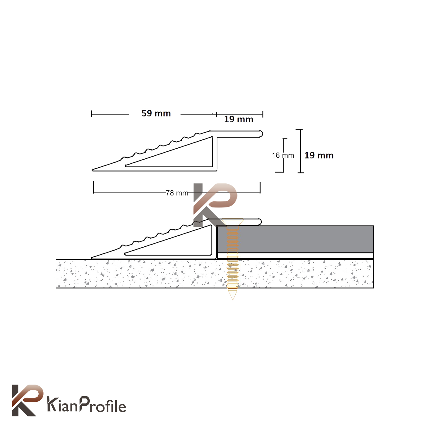 پروفیل آلومینیومی شیبدار مثلثی ارتفاع 16 میل کد A4 نقره ای