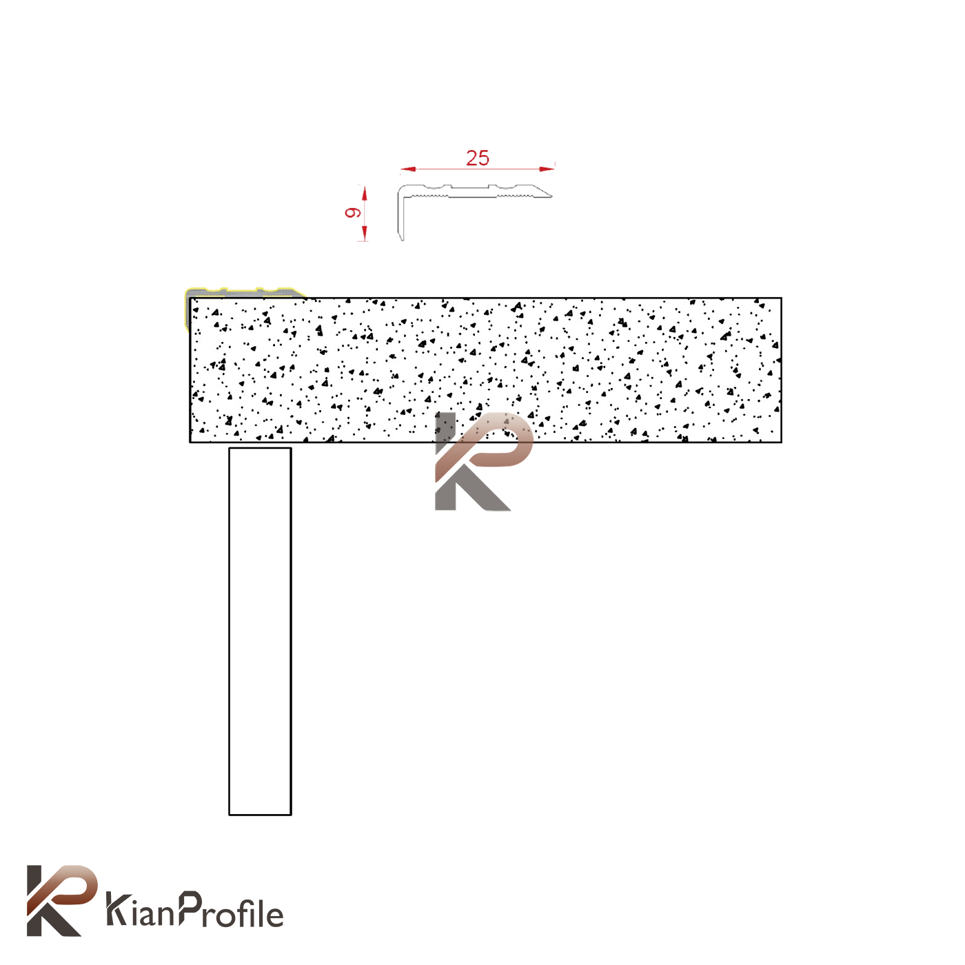 پروفیل آلومینیومی نبشی دور کد A12 نقره ای