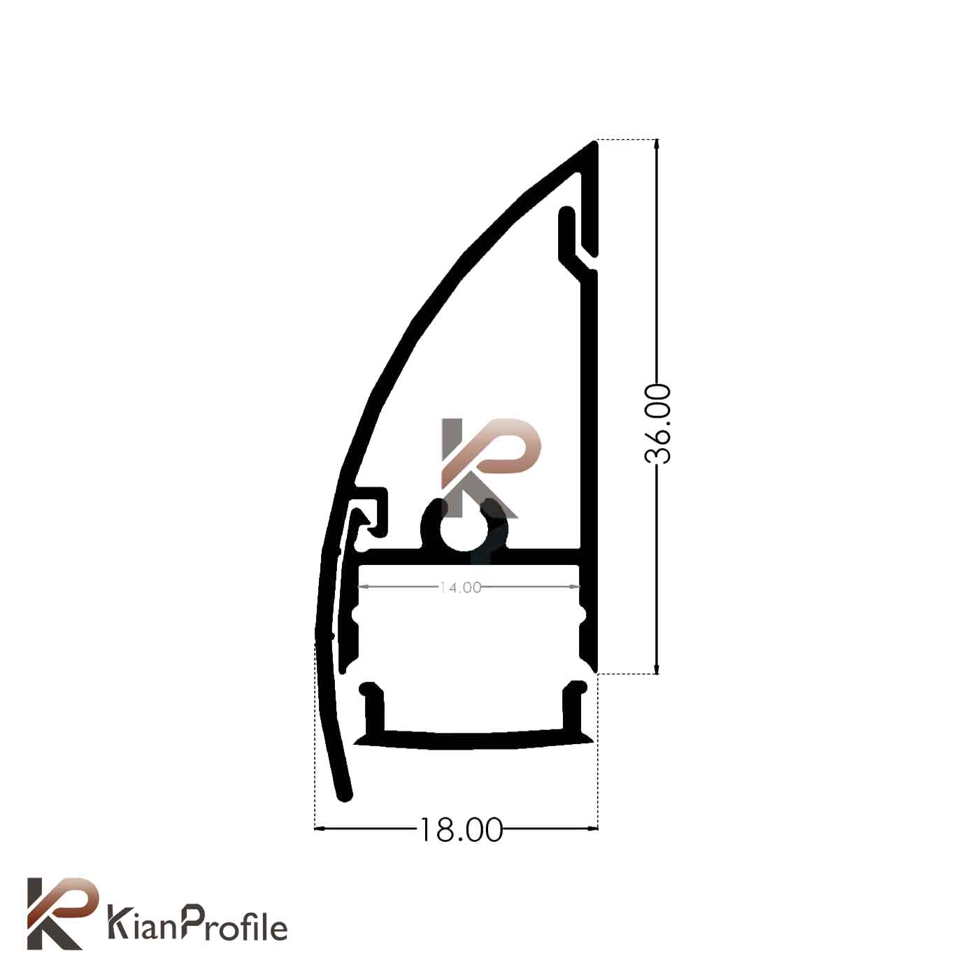 قرنیز آلومینیومی قوس دار 4 سانتی با شیار LED کد LS4 نقره ای