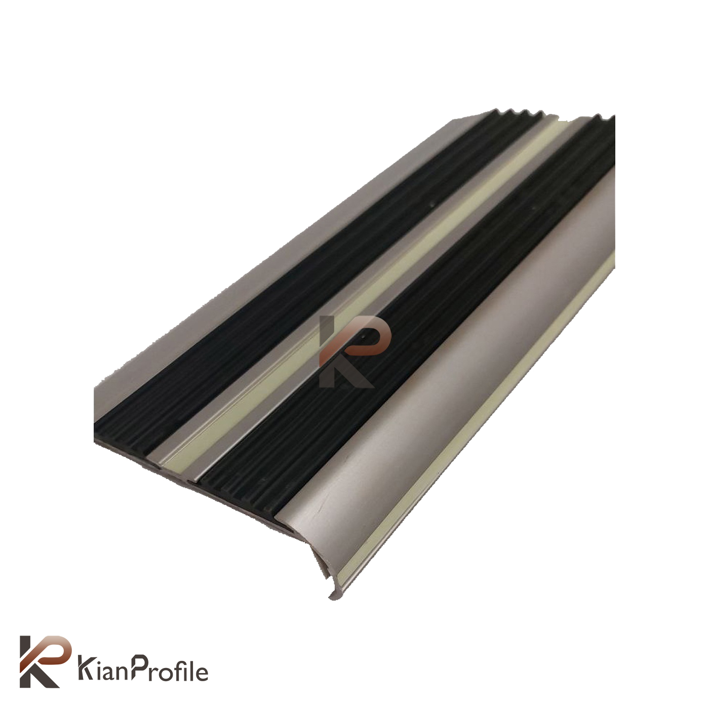 ترمز پله آلومینیومی دو کانال نبشی با رویه لاستیک کد T2-R