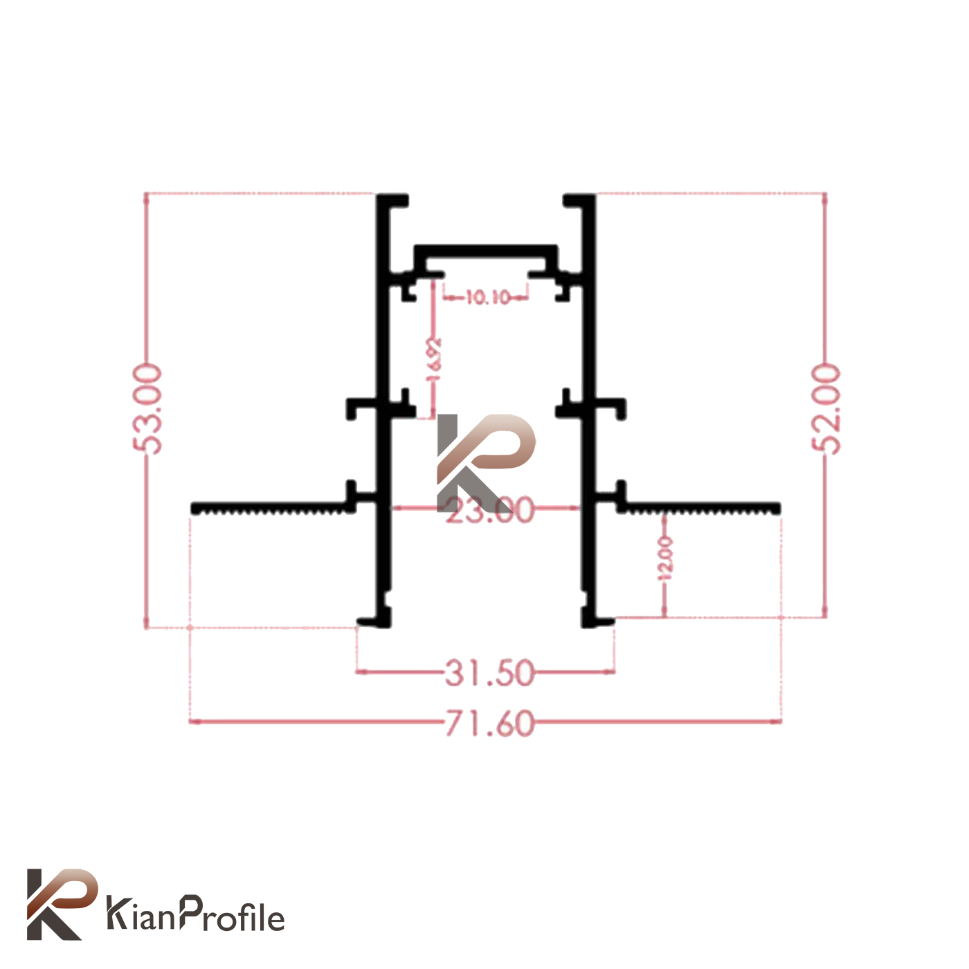 ریل مگنتی آلومینیومی توکار کد MR25 مشکی