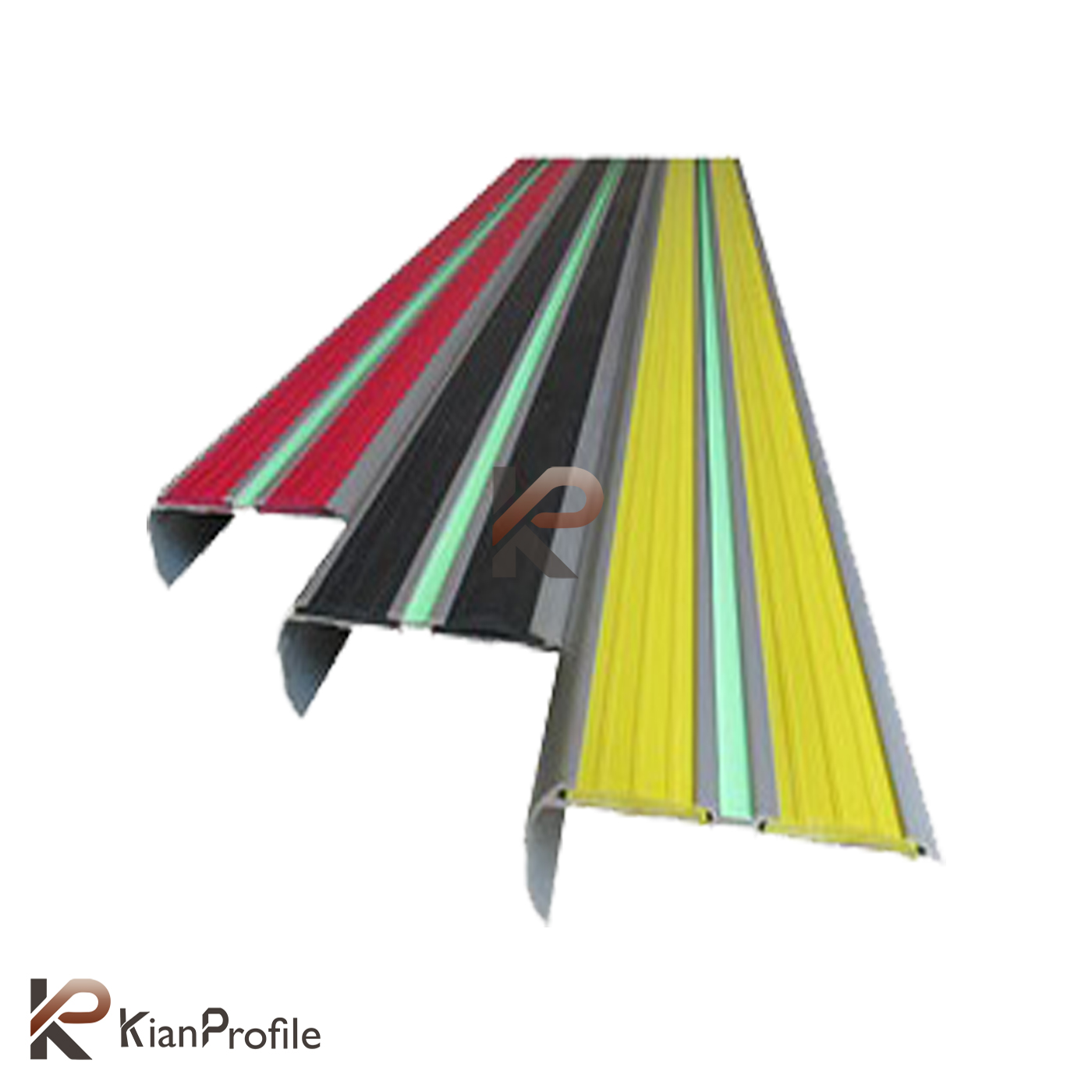 ترمز پله آلومینیومی دو کانال نبشی با رویه PVC کد T2