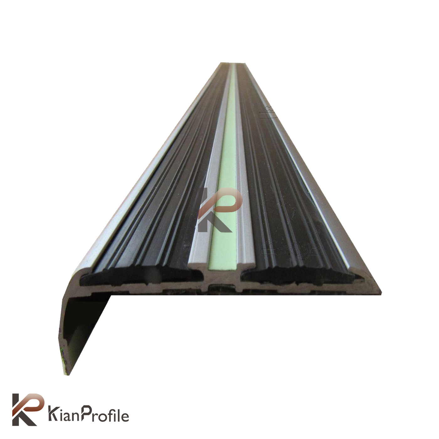 ترمز پله آلومینیومی دو کانال نبشی با رویه لاستیک کد T2-R