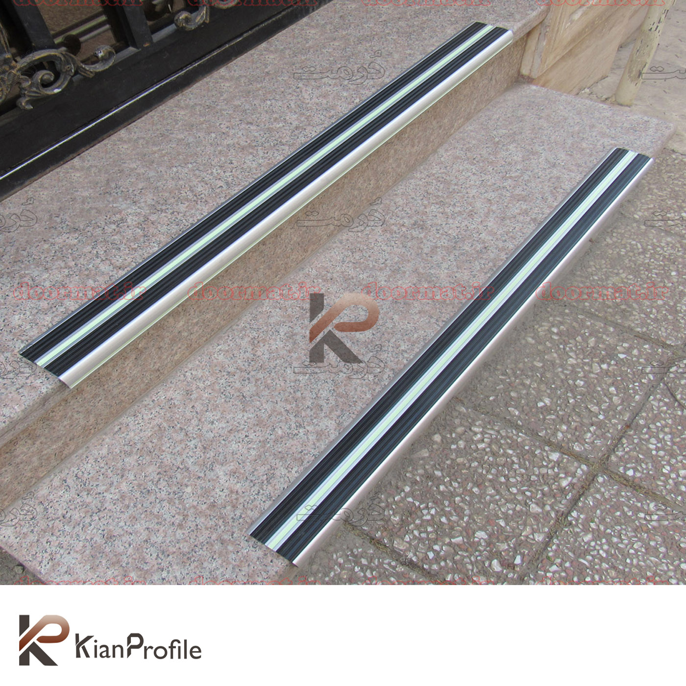 ترمز پله آلومینیومی دو کانال نبشی با رویه لاستیک کد T2-R