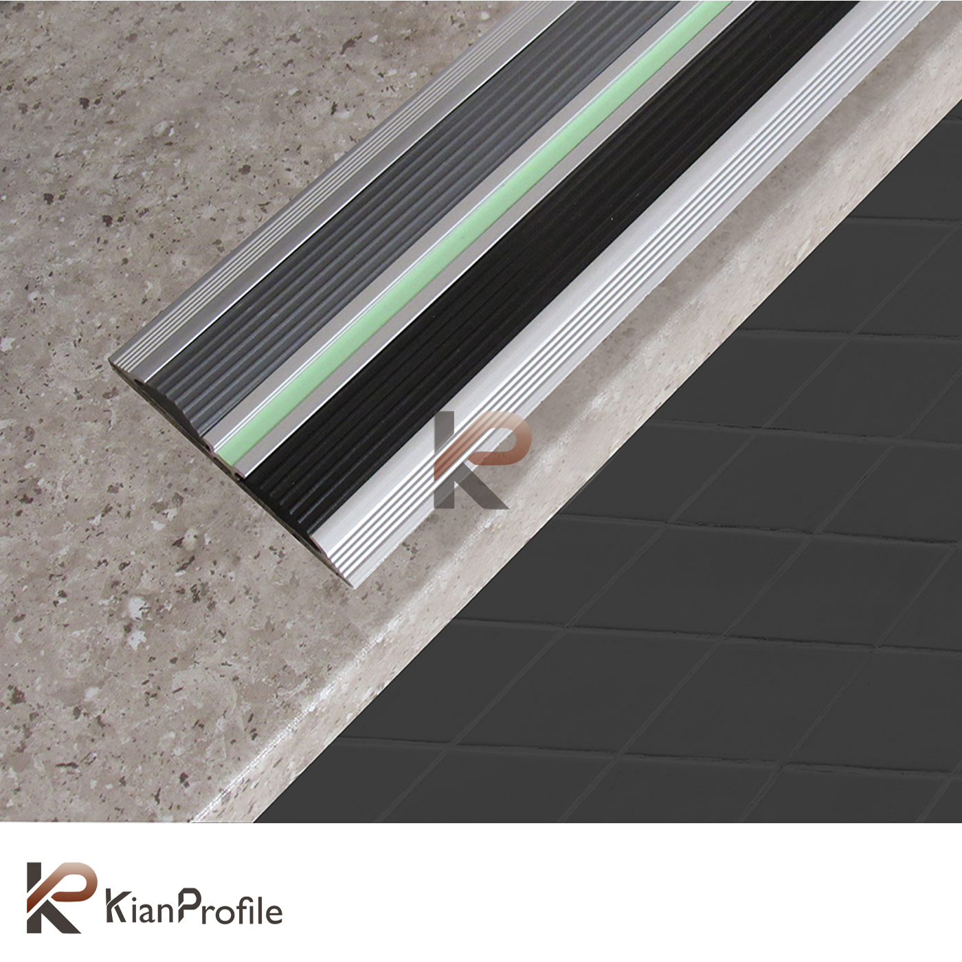 ترمز پله آلومینیومی دو کانال تخت با رویه PVC کد T4