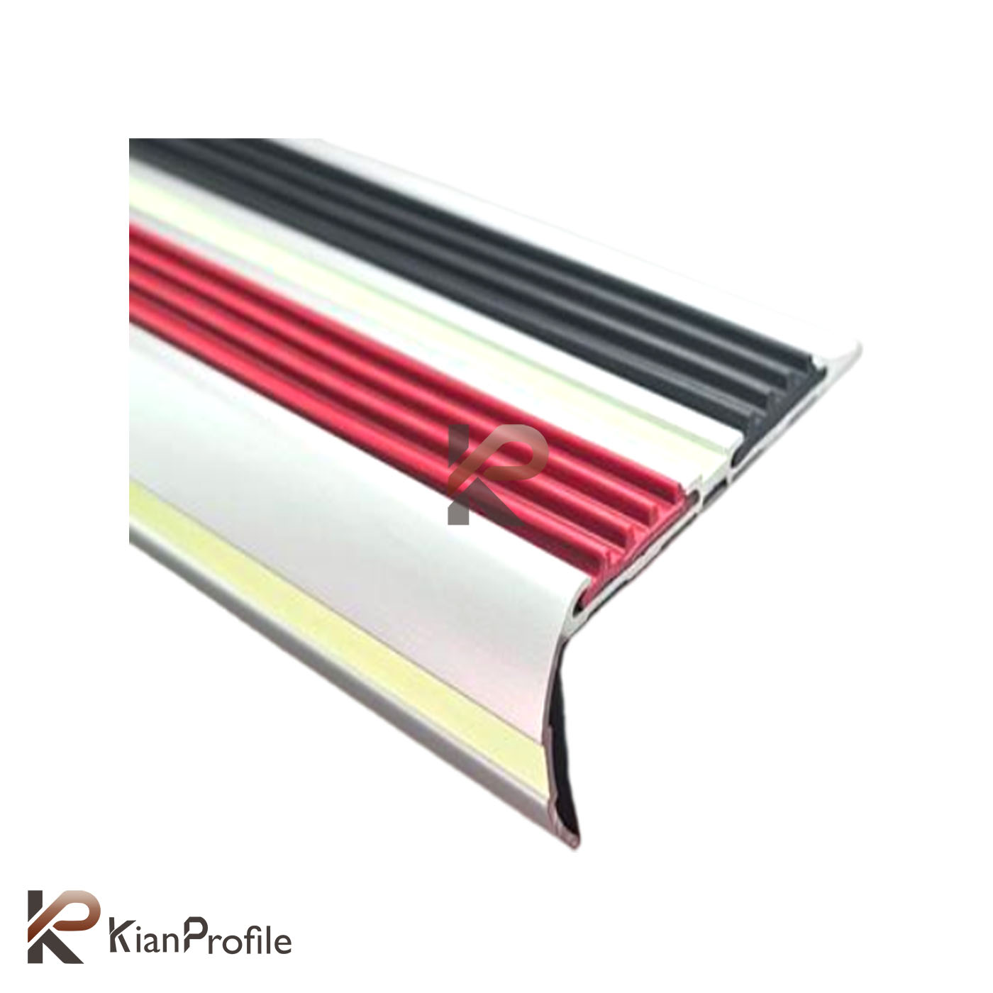 ترمز پله آلومینیومی دو کانال نبشی با رویه PVC کد T2