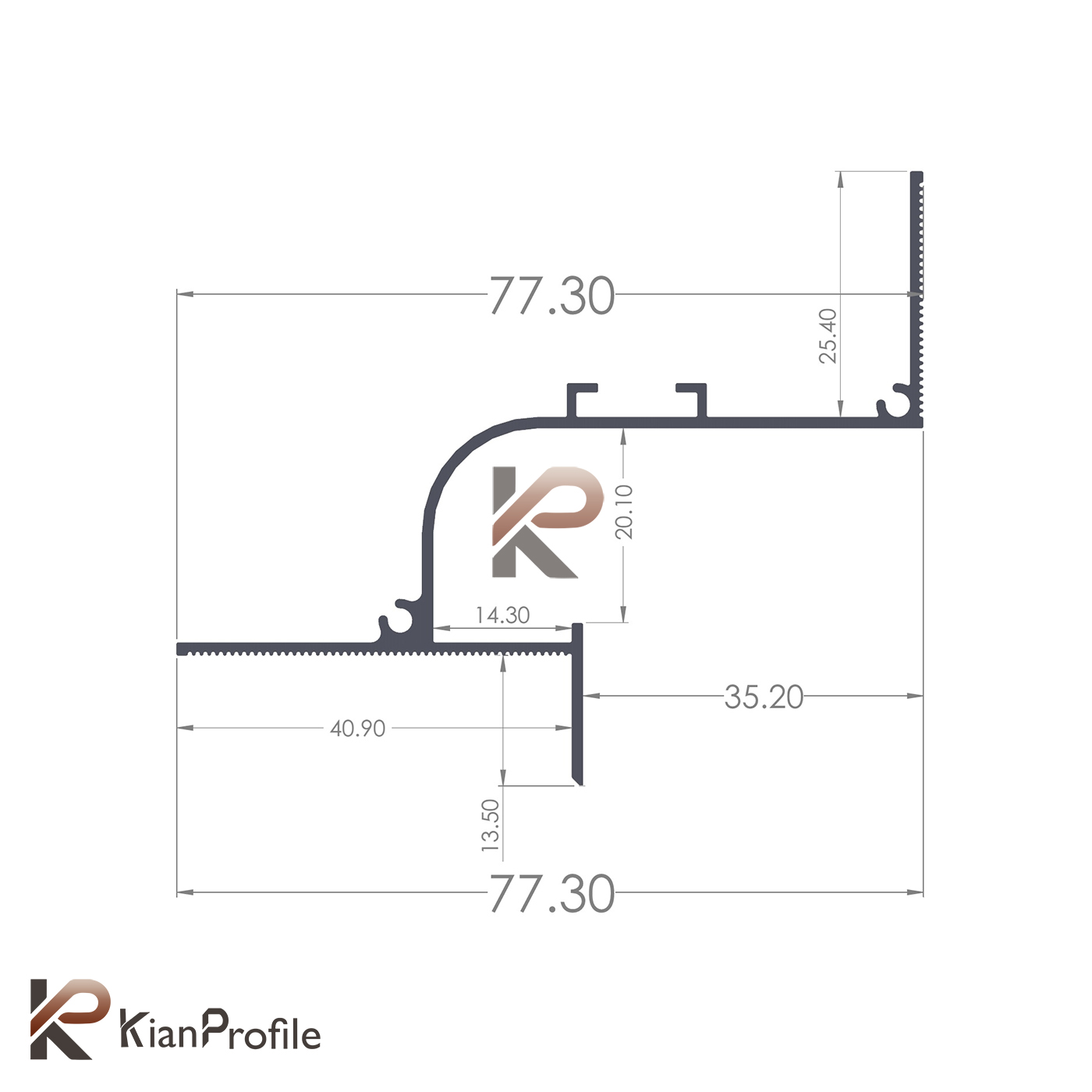 نور خطی مخفی قوس دار کنج کناف کد LK7B مشکی