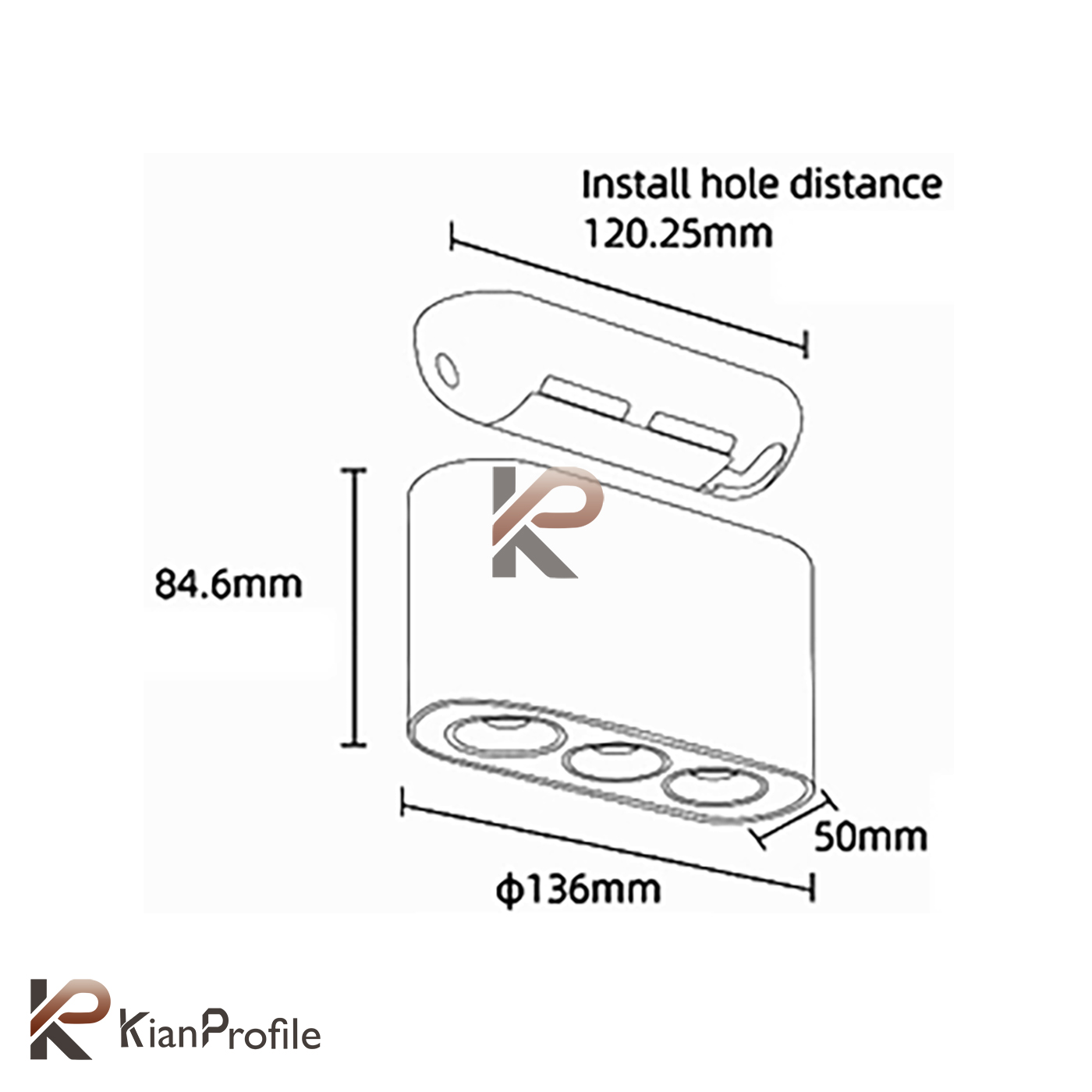 چراغ مگنتی 12 وات Down Light کد DMD3-B