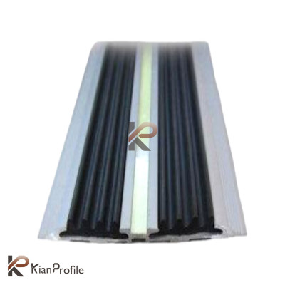 ترمز پله آلومینیومی دو کانال تخت با رویه لاستیک کد T4-R